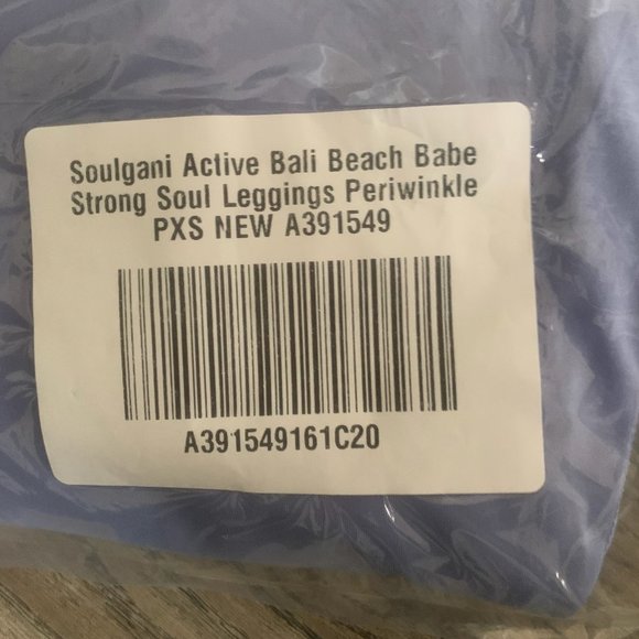 NWT SOULGANI ACTIVE BALI BEACH BABE STRONG SOUL LEGGINGS PERIWINKLE PXS, PXXS PM - Picture 9 of 9